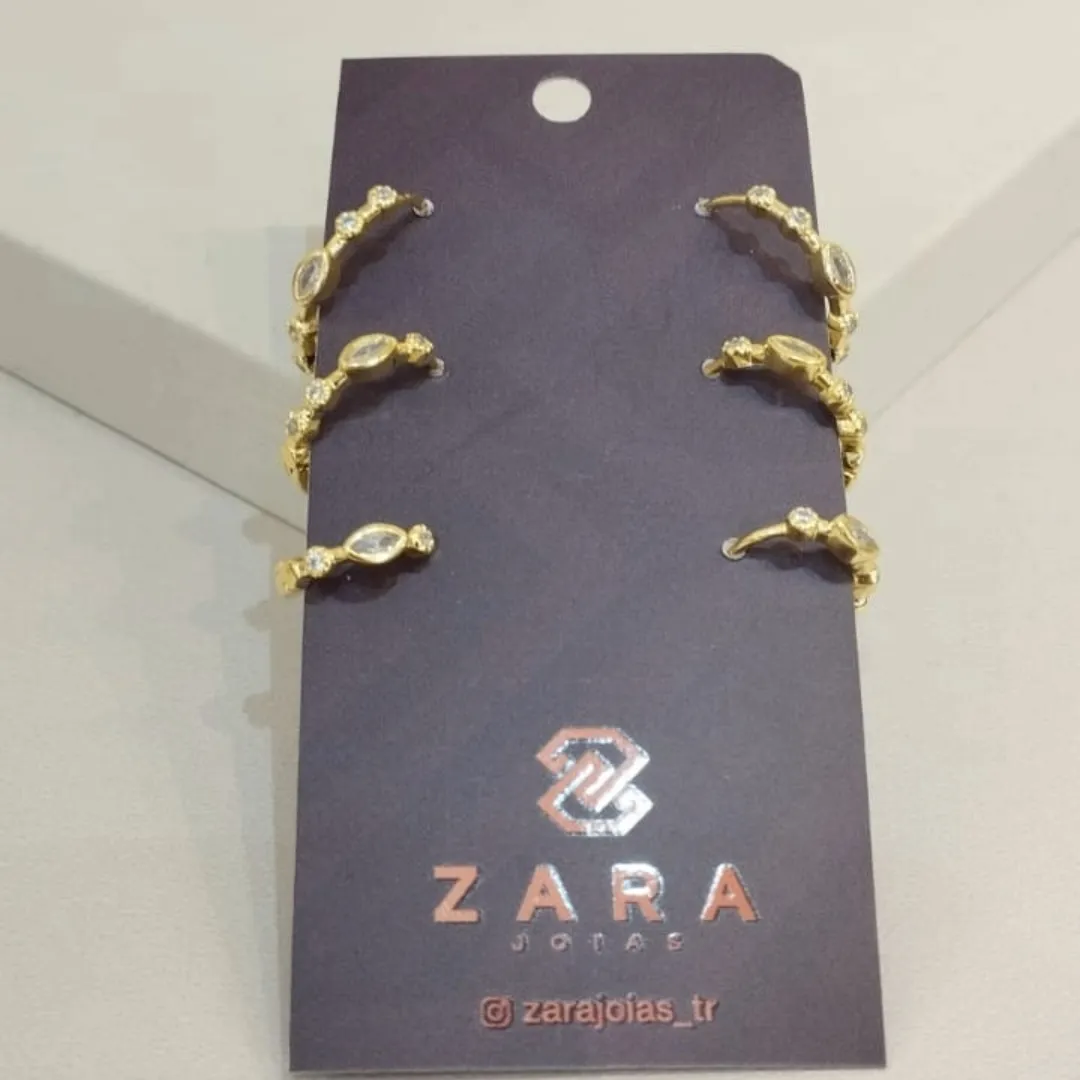 TRIO ARGOLAS GOTA E ZIRCÔNIAS