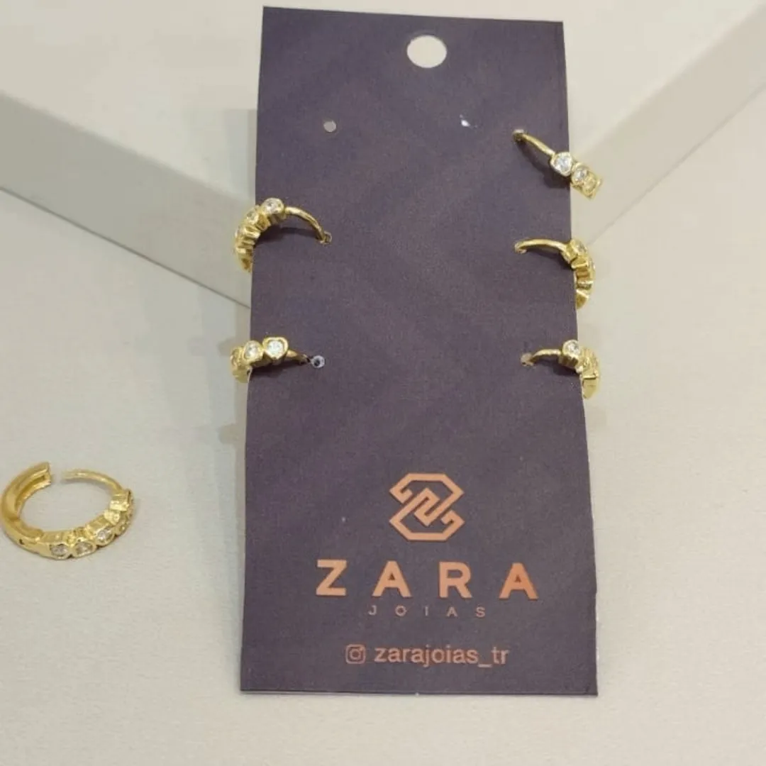 TRIO ARGOLAS ZIRCÔNIAS CORAÇÕES