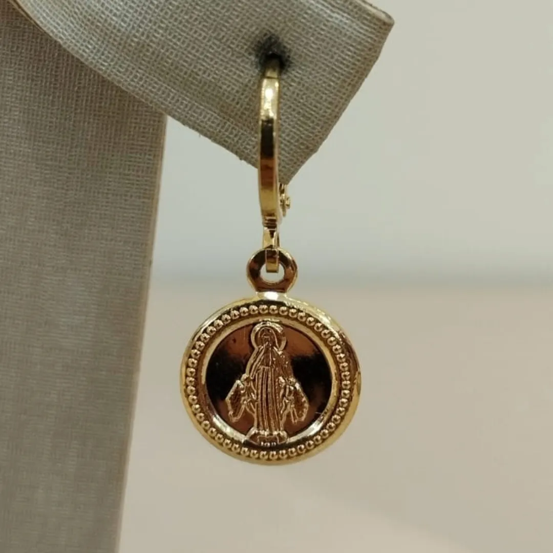 BRINCO DE ARGOLA MEDALHA NOSSA SENHORA DAS GRAÇAS
