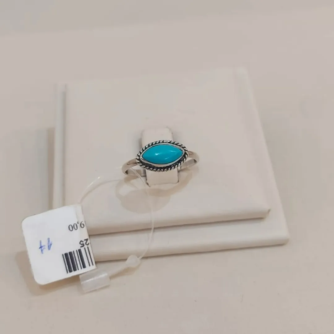 ANEL PRATA TURQUESA OVAL