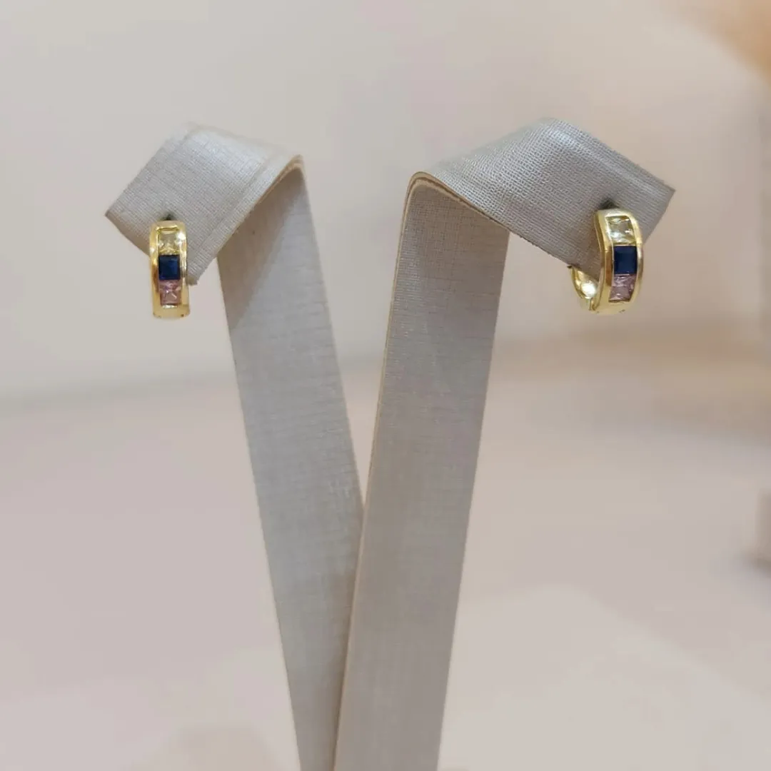 ARGOLA ZIRCÔNIAS AMARELA, MARINHO E ROSA