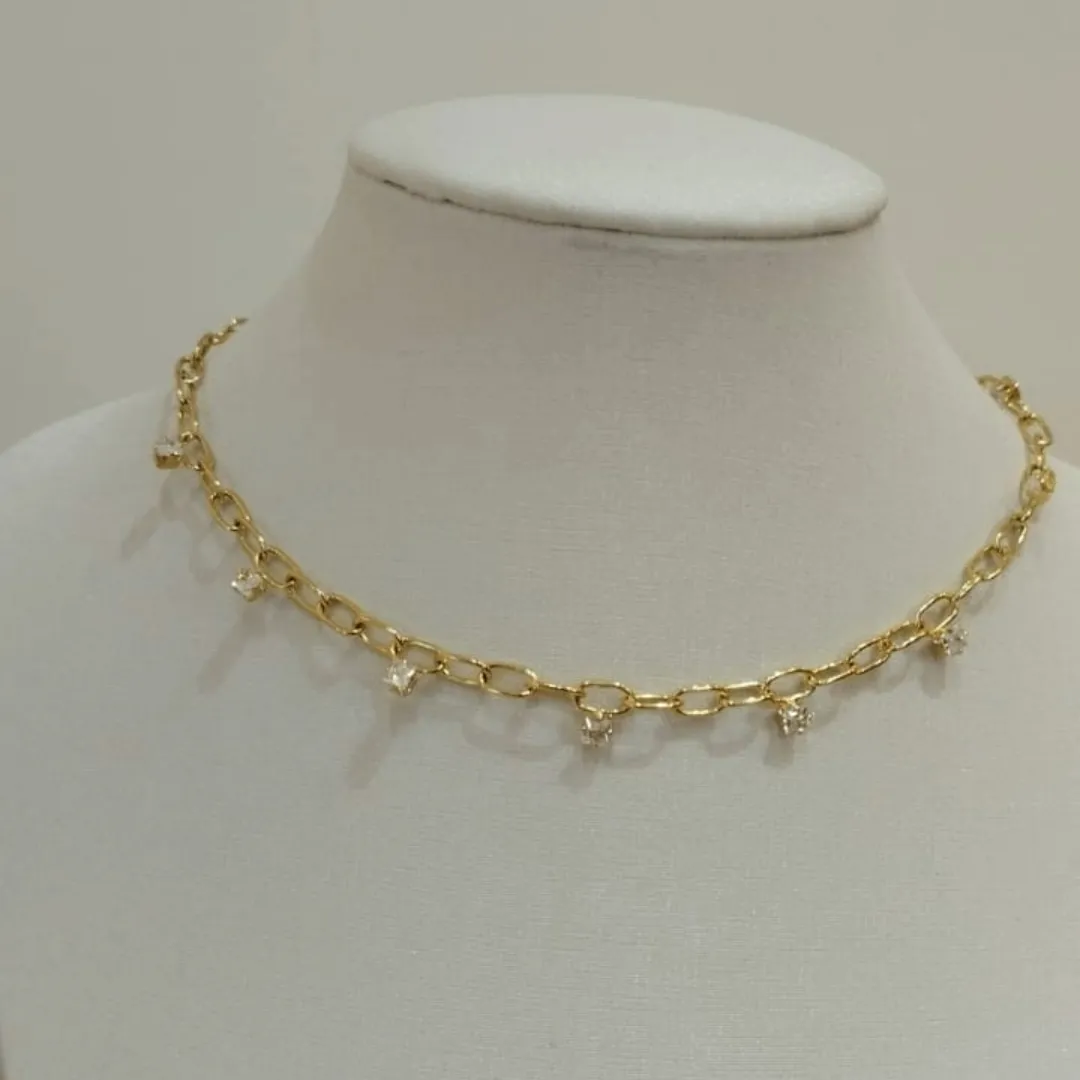 CHOKER ELOS E ZIRCONIAS QUADRADAS