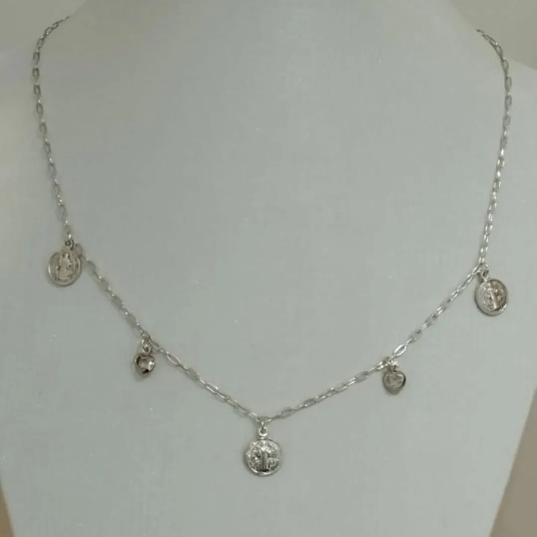 CHOKER PRATA SÃO BENTO MEDALHAS