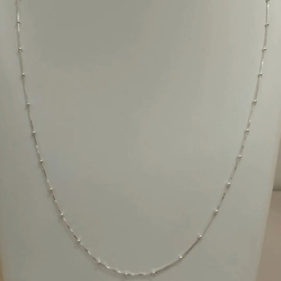 COLAR PRATA LONGO BOLINHAS 60CM