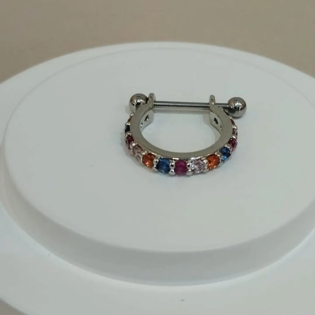 PIERCING CONCH AÇO COM ZIRCONIAS COLORIDAS