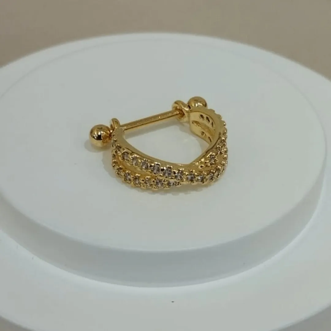 PIERCING CONCH DOURADO CRAVEJADO X