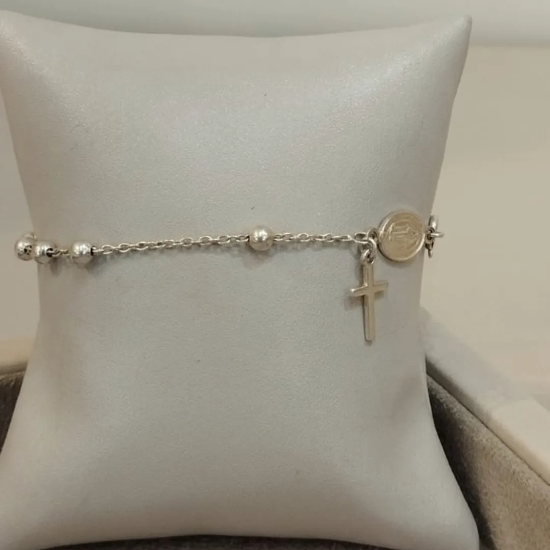 PULSEIRA PRATA TERÇO NOSSA SENHORA DAS GRAÇAS