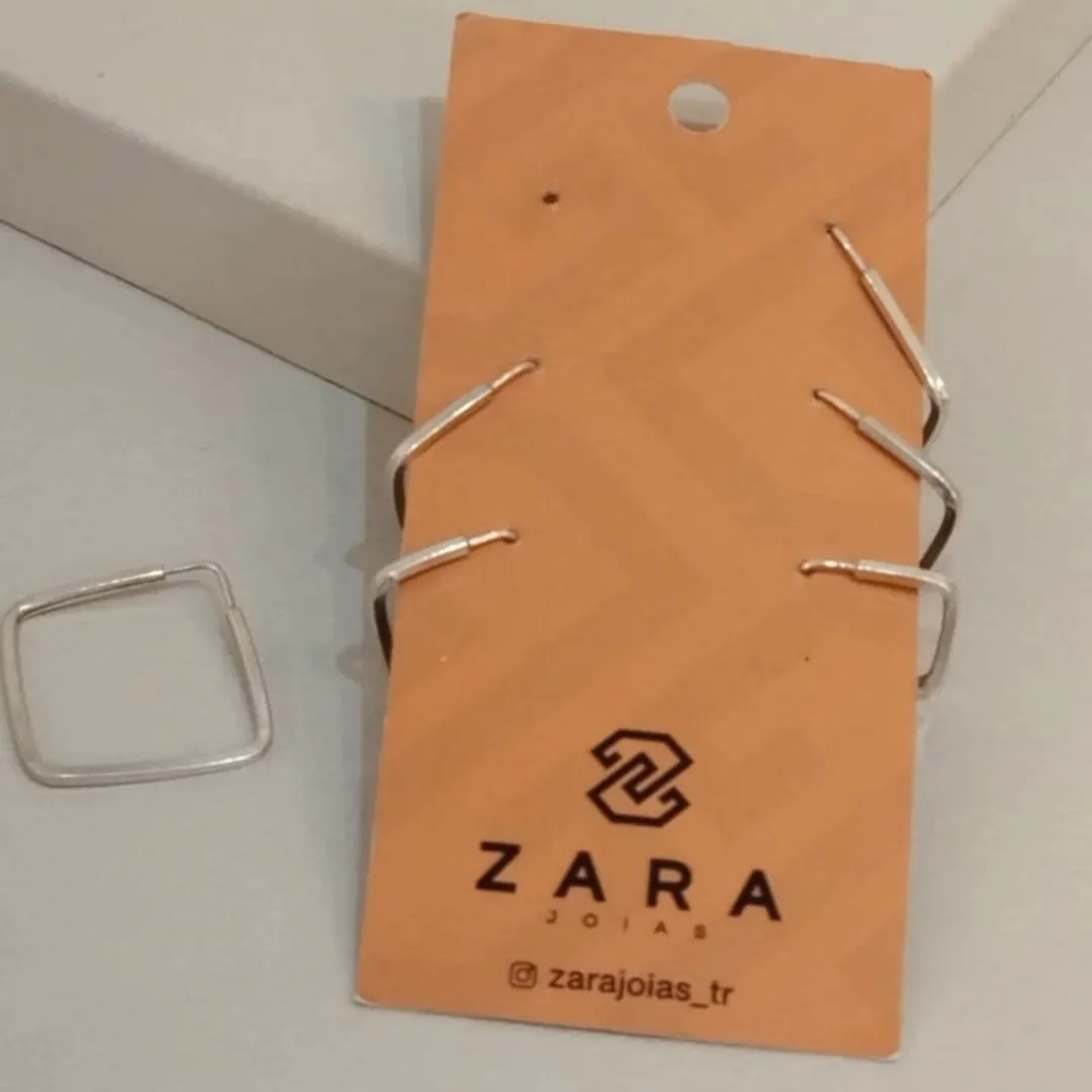 TRIO PRATA ARGOLAS QUADRADAS