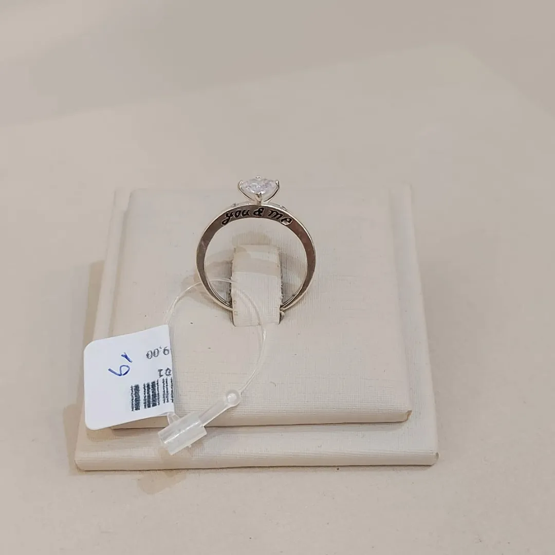 ANEL PRATA YOU & ME CRISTAL TAMANHO 19