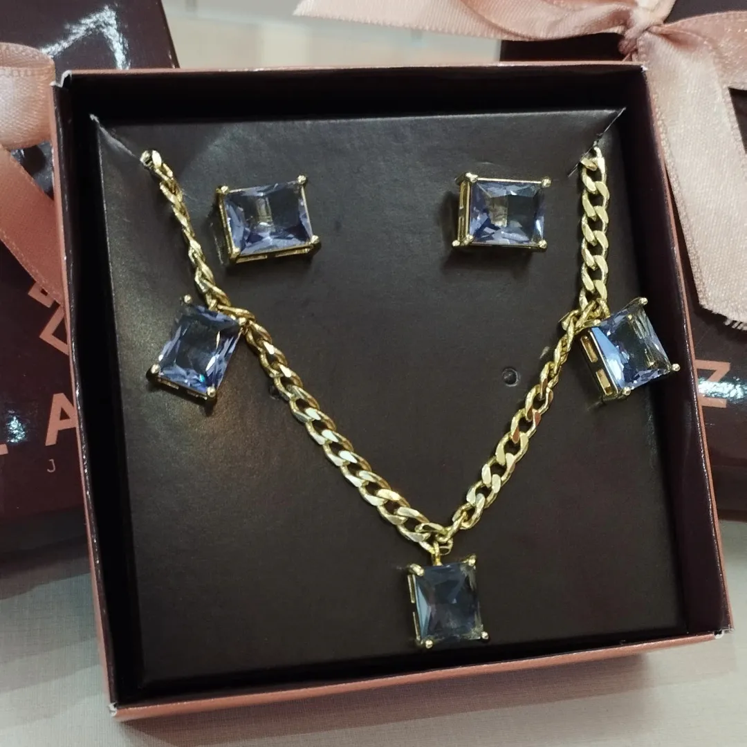 CONJUNTO COLAR GRUMET E PEDRA