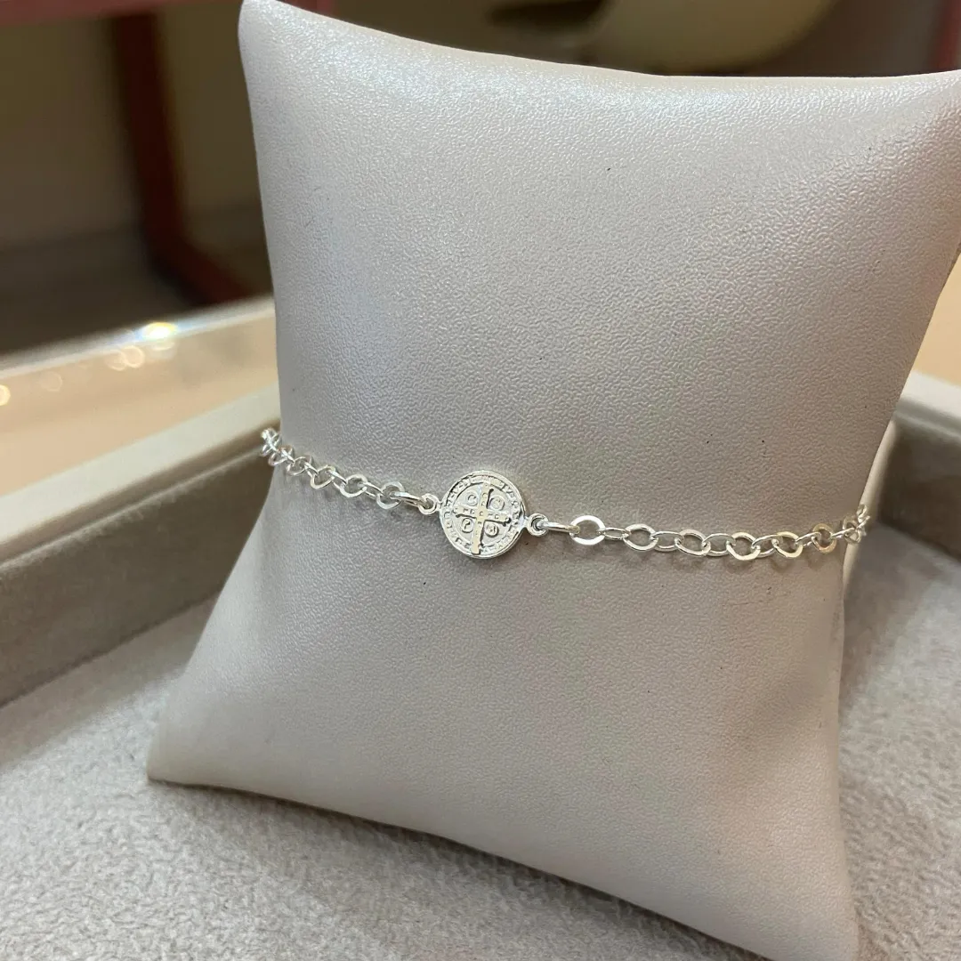 PULSEIRA PRATA MEDALHA SÃO BENTO FIXA