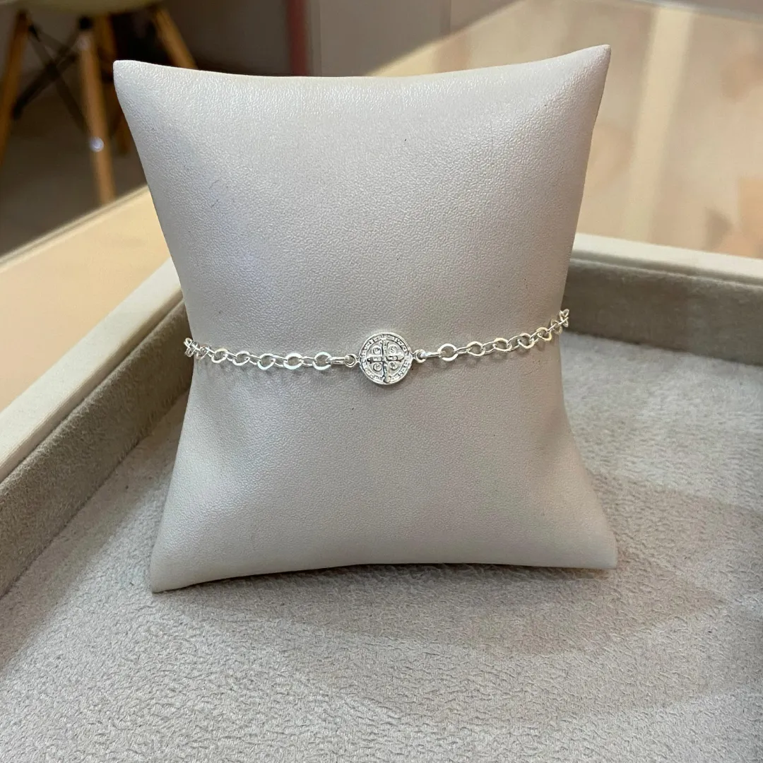 PULSEIRA PRATA MEDALHA SÃO BENTO FIXA