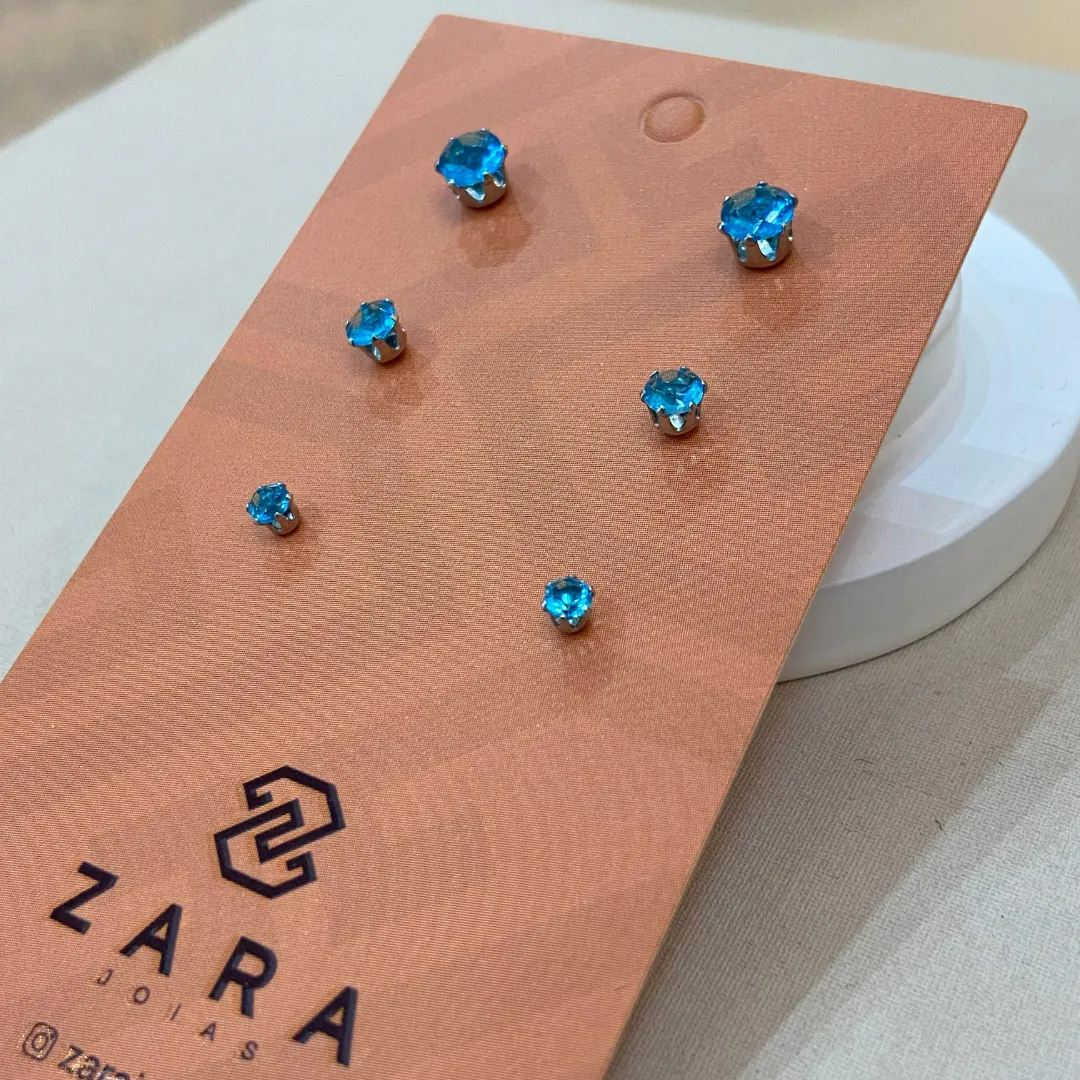 TRIO AÇO ZIRCÔNIA AZUL