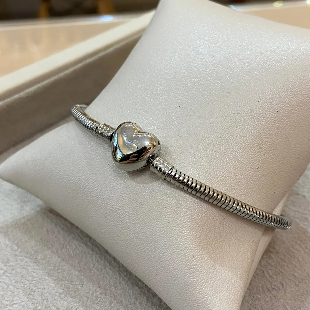 PULSEIRA AÇO PANDORA 18CM FECHO CORAÇÃO
