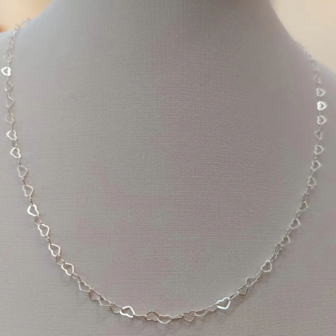 COLAR PRATA ELOS CORAÇÕES 45CM