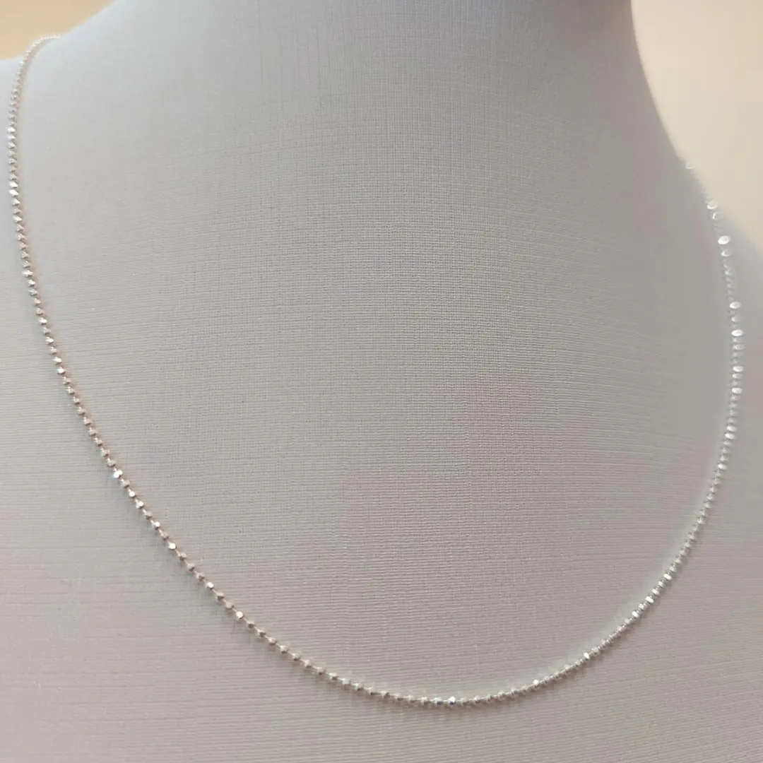 CORRENTE PRATA BOLINHA DIAMANTADA 45CM