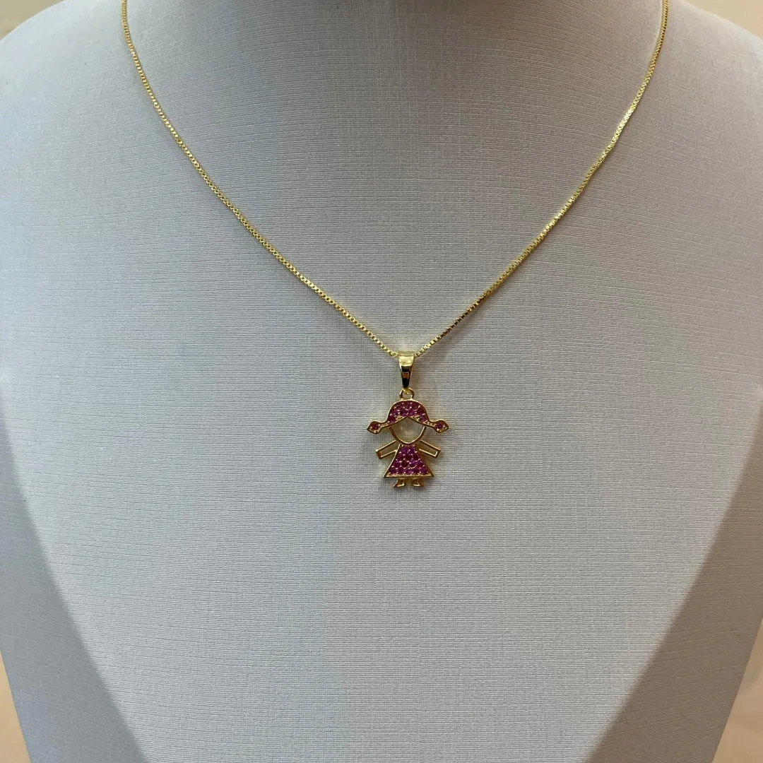 PINGENTE MENINA PINK