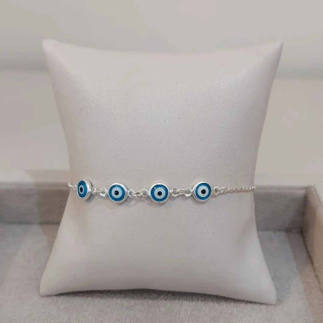PULSEIRA PRATA 3 OLHOS GREGOS
