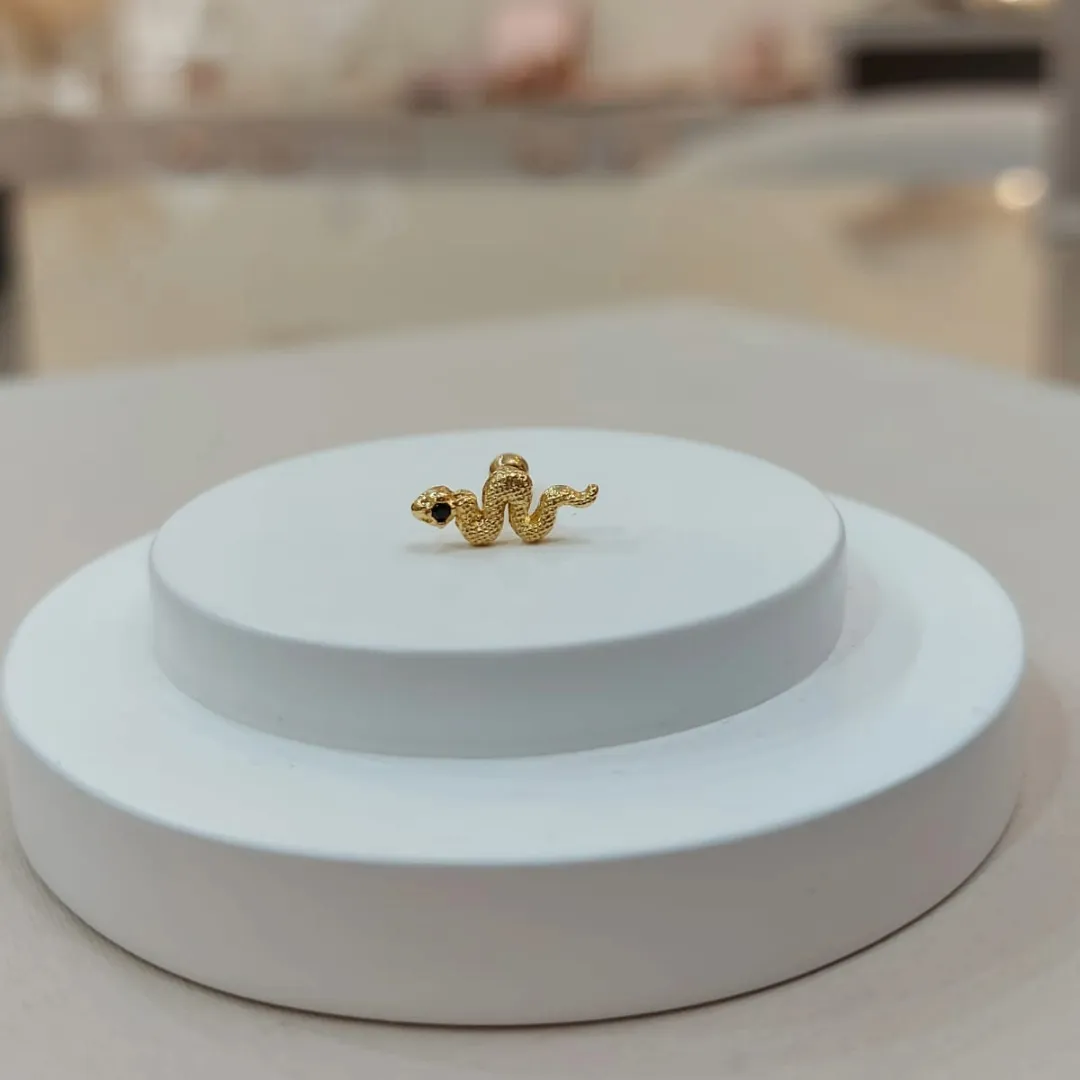 PIERCING HASTE 8MM COBRINHA DOURADO