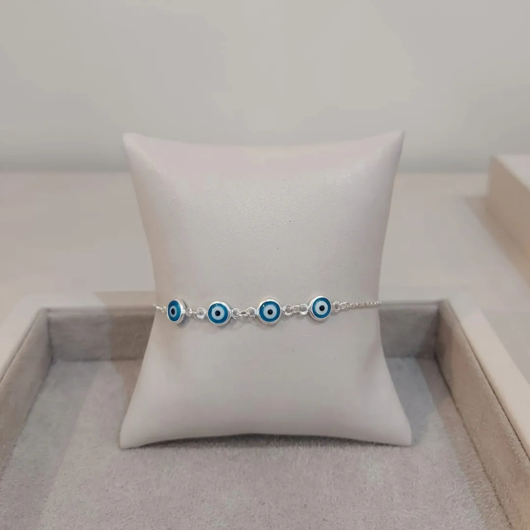 PULSEIRA PRATA 3 OLHOS GREGOS