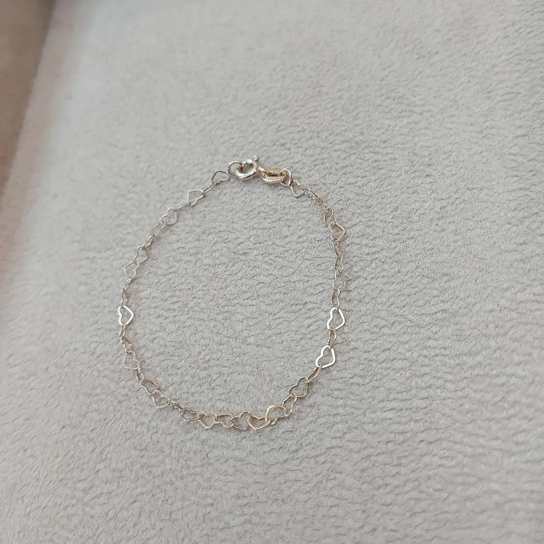 PULSEIRA PRATA INFANTIL ELOS CORAÇÕES