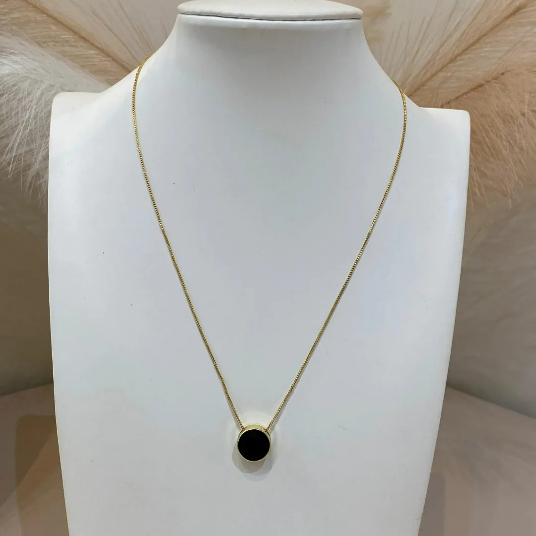 COLAR VENEZIANA COM PONTO DE LUZ G PRETO 45CM