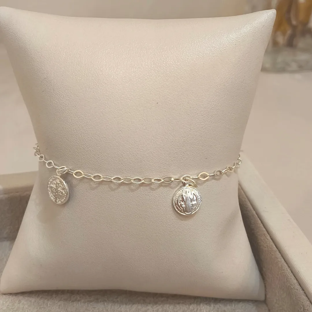 PULSEIRA PRATA 4 MEDALHAS SÃO BENTO