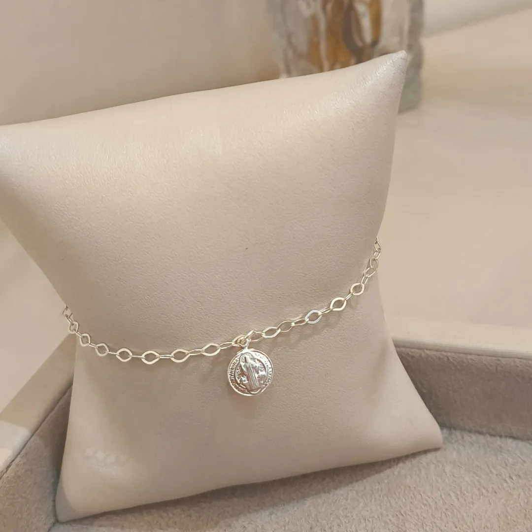 PULSEIRA PRATA UMA MEDALHA DE SÃO BENTO