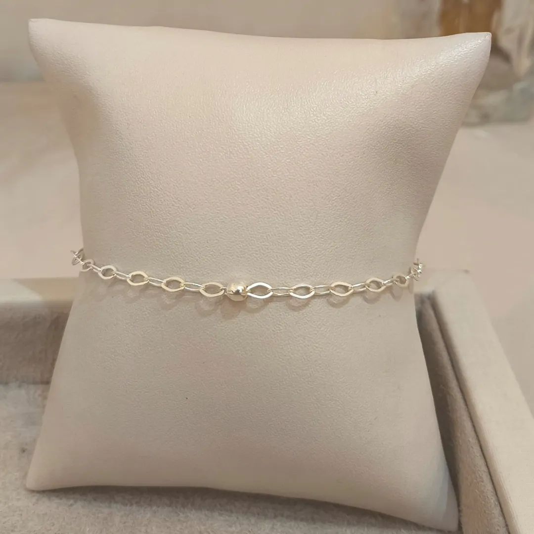 PULSEIRA PRATA BOLINHA NO CENTRO