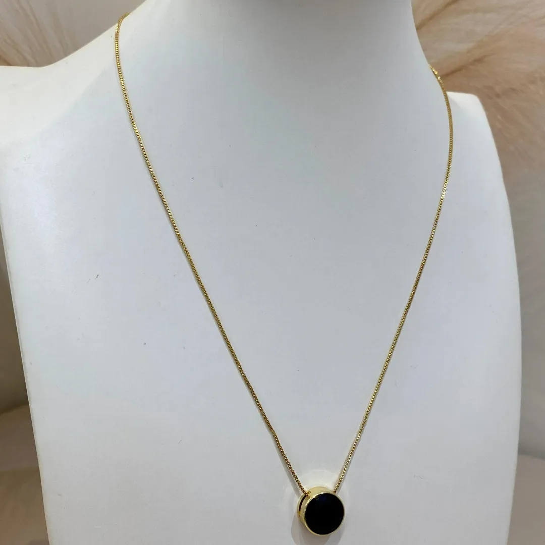 COLAR VENEZIANA COM PONTO DE LUZ G PRETO 45CM