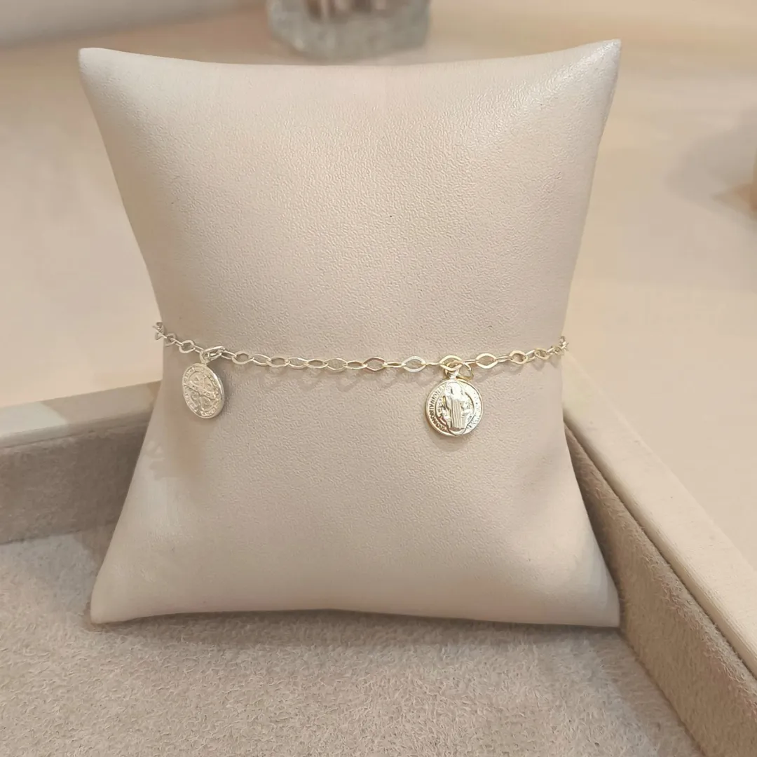 PULSEIRA PRATA 4 MEDALHAS SÃO BENTO