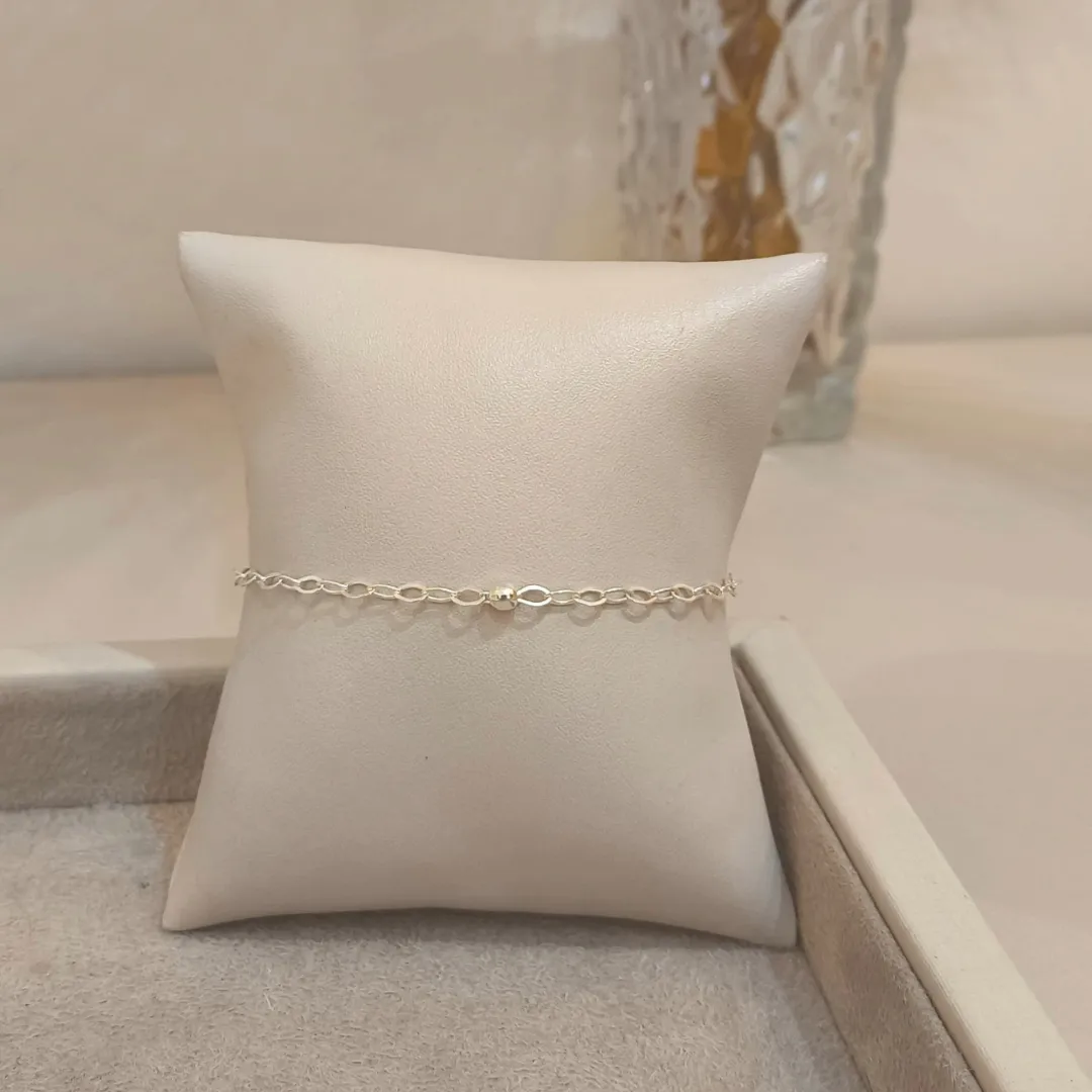 PULSEIRA PRATA BOLINHA NO CENTRO