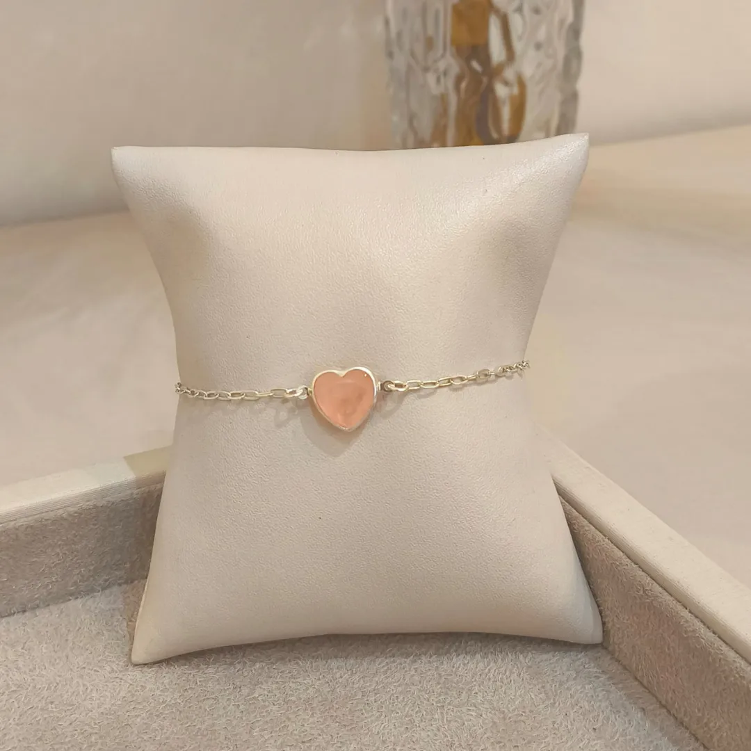 PULSEIRA PRATA CORAÇÃO ROSÊ