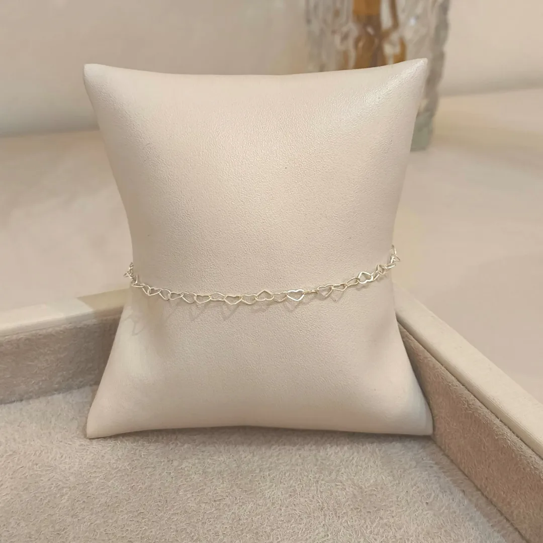 PULSEIRA PRATA ELO CORAÇÃO 19CM