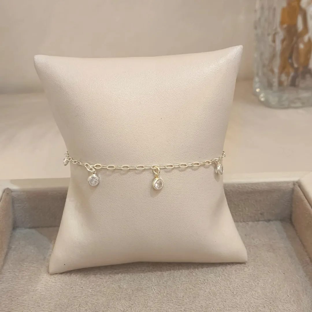 PULSEIRA PRATA GRUMET E ZIRCÔNIAS 18CM
