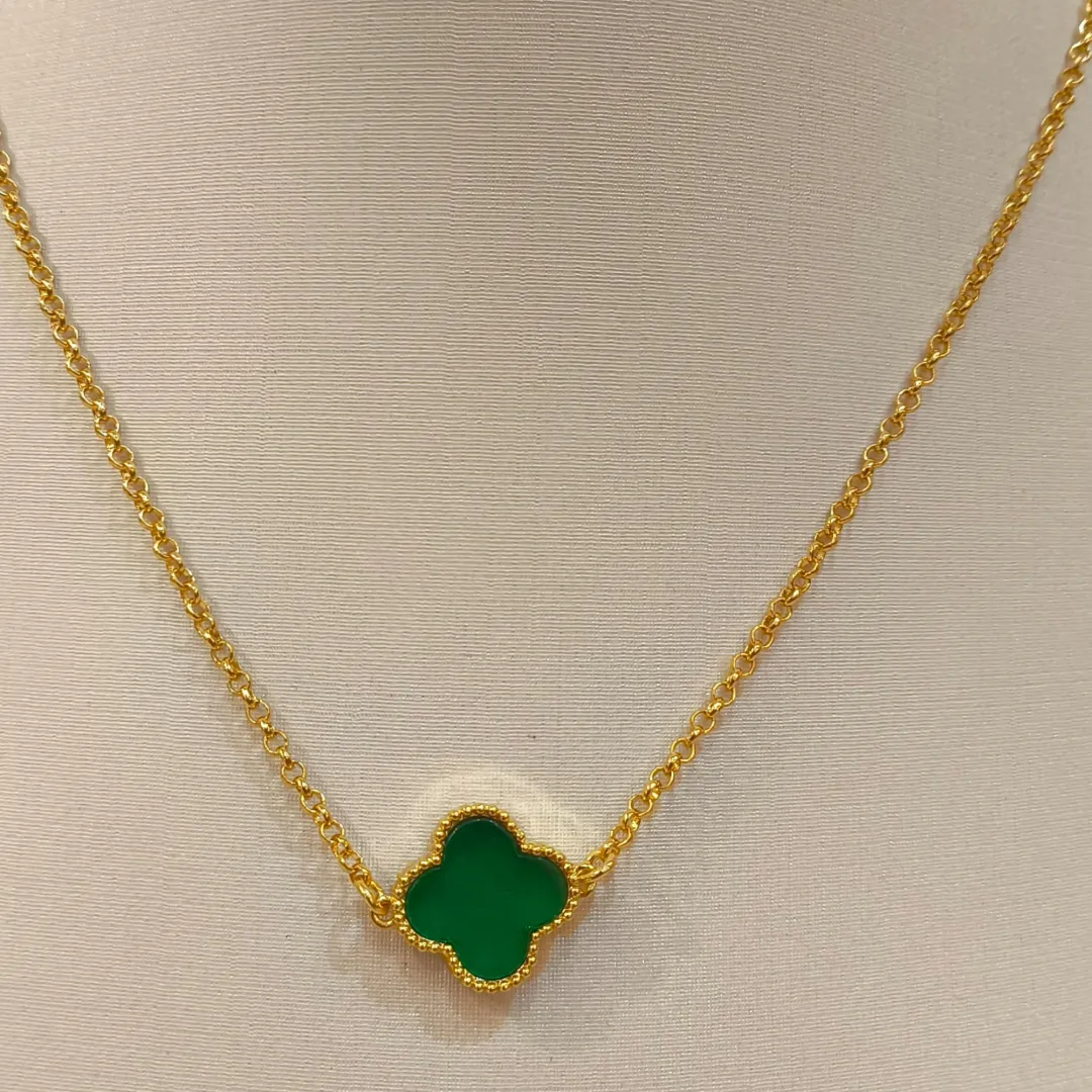 CHOKER ELO PORTUGUÊS COM TREVO VAN CLEFF VERDE
