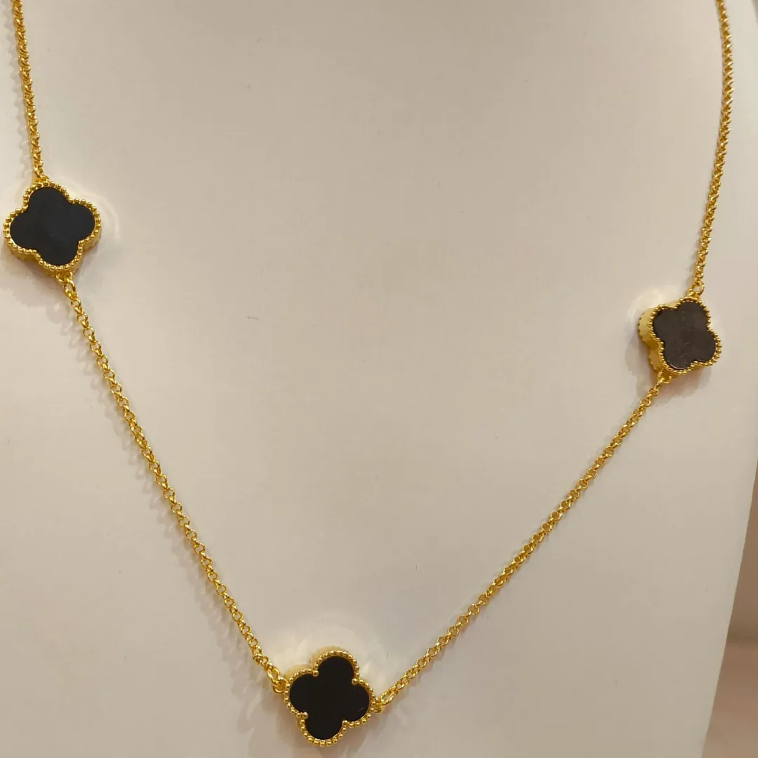 COLAR VAN CLEEF 3 TREVOS PRETOS 80CM
