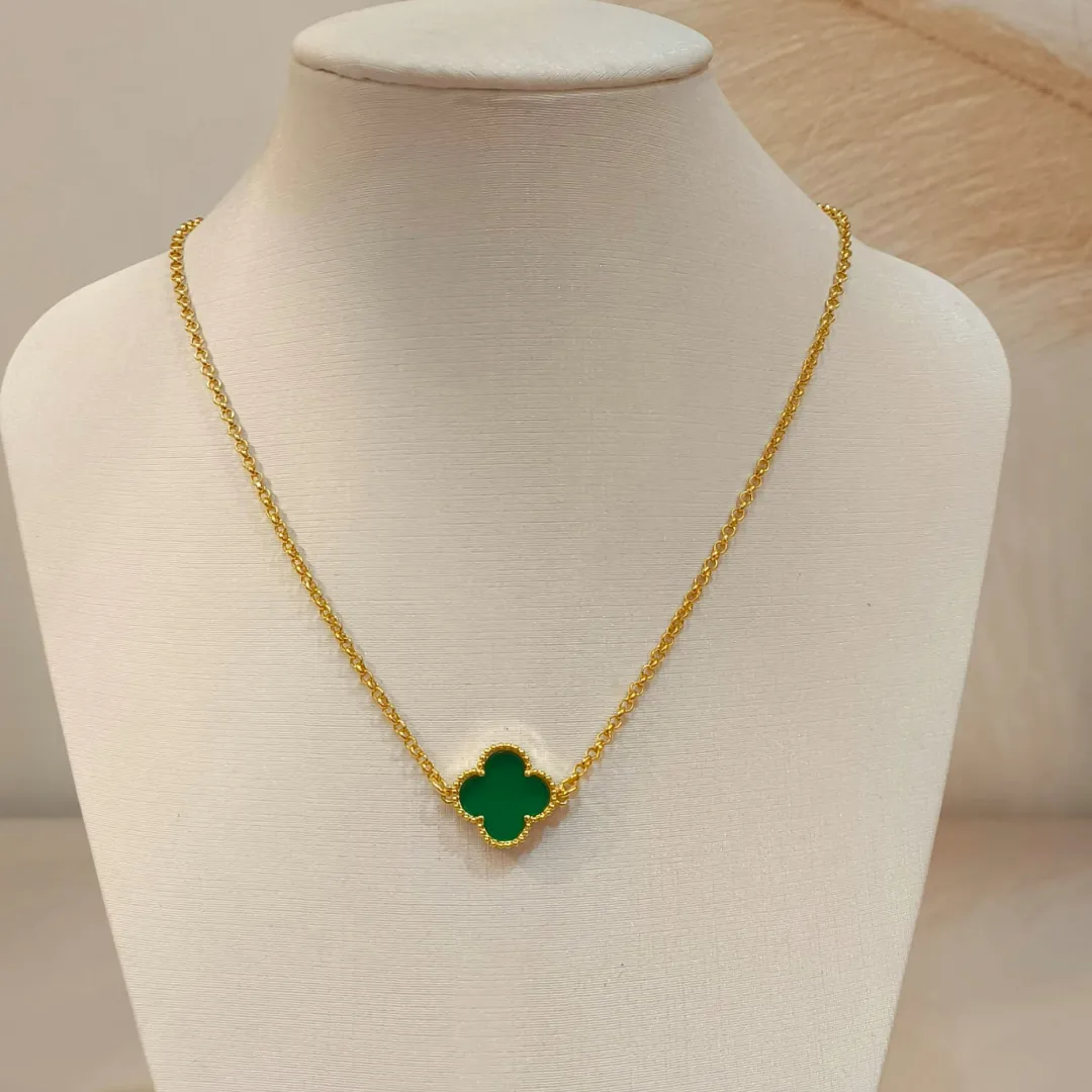 CHOKER ELO PORTUGUÊS COM TREVO VAN CLEFF VERDE