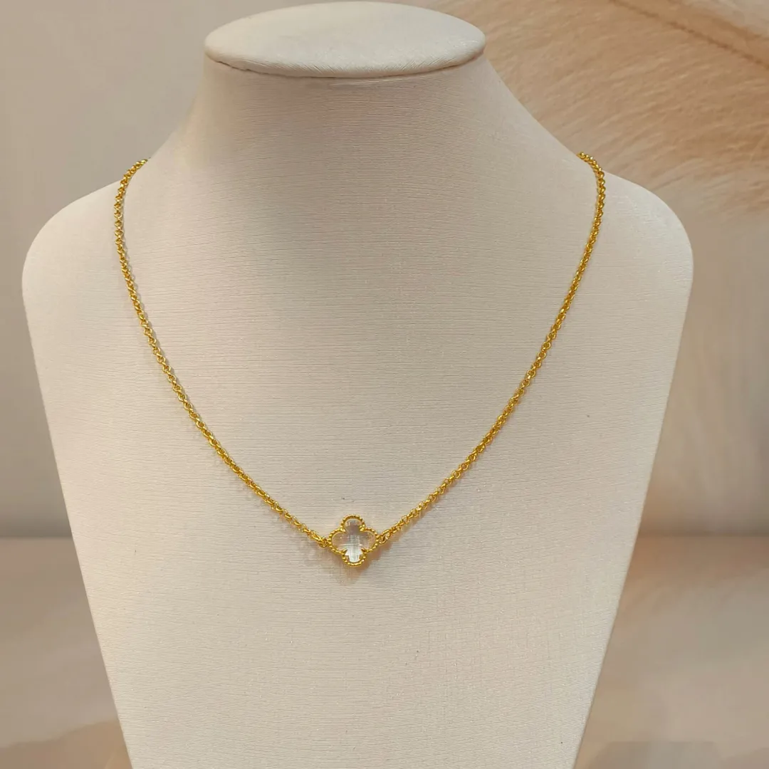 CHOKER ELO PORTUGUÊS VAN CLEEF TREVO CRISTAL