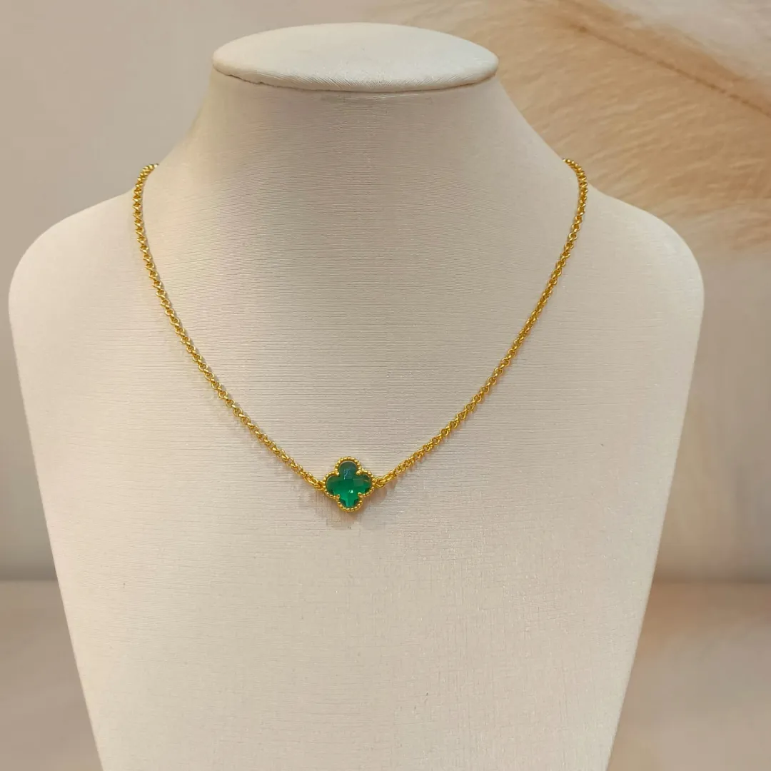 CHOKER ELO PORTUGUÊS VAN CLEEF TREVO VERDE