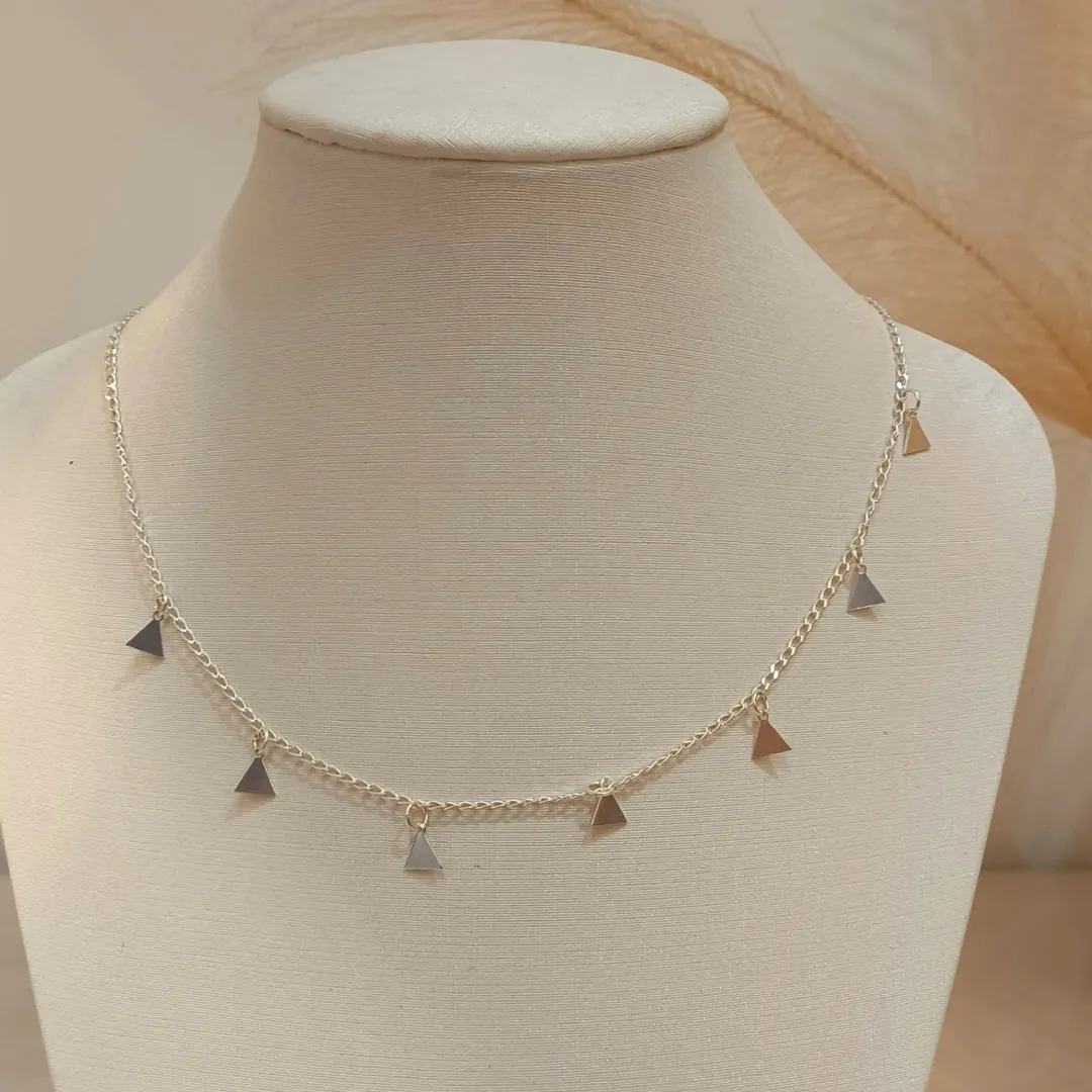 CHOKER PRATA TRIÂNGULOS 40CM