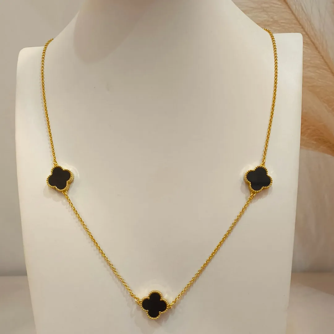 COLAR VAN CLEEF 3 TREVOS PRETOS 80CM