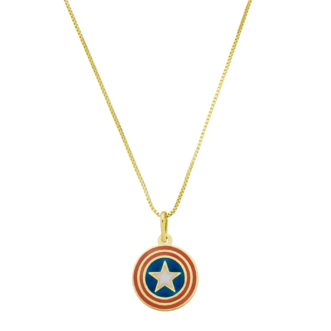 CORRENTE VENEZIANA 45CM COM ESCUDO CAPITÃO AMÉRICA