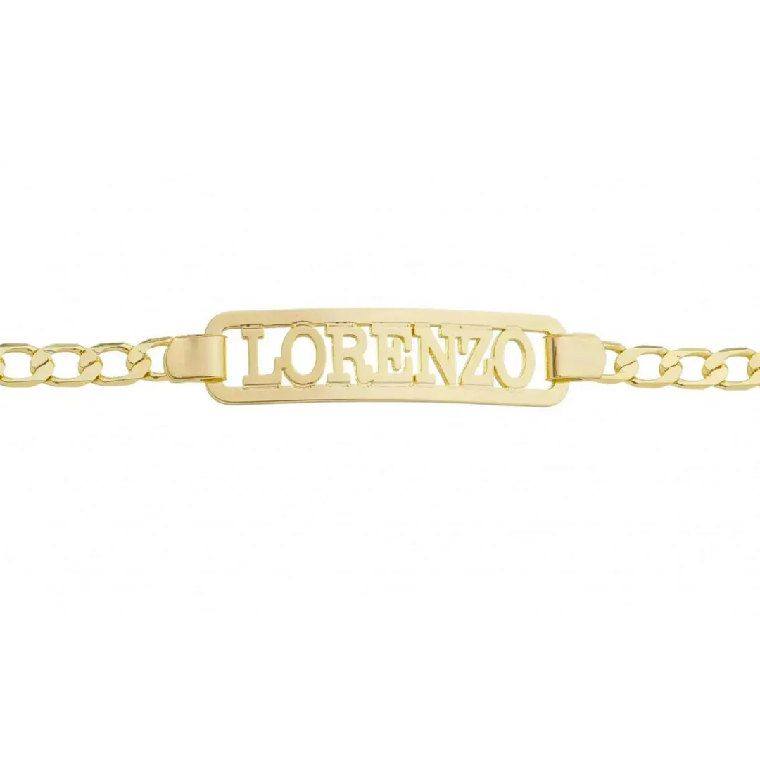 PULSEIRA INFANTIL GRUMET COM PLAQUINHA CONTORNO VAZADA (11CM)