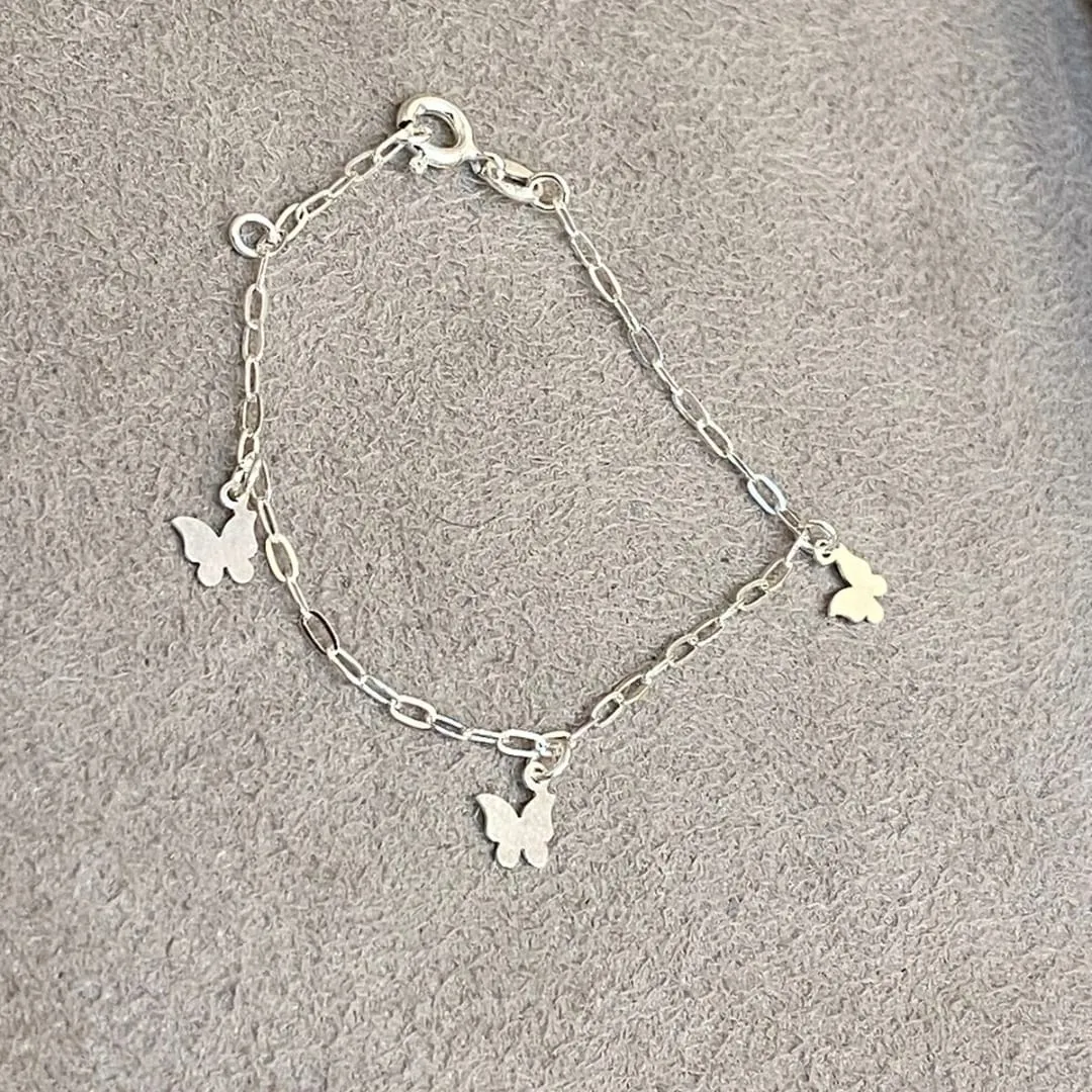 PULSEIRA PRATA INFANTIL BORBOLETAS
