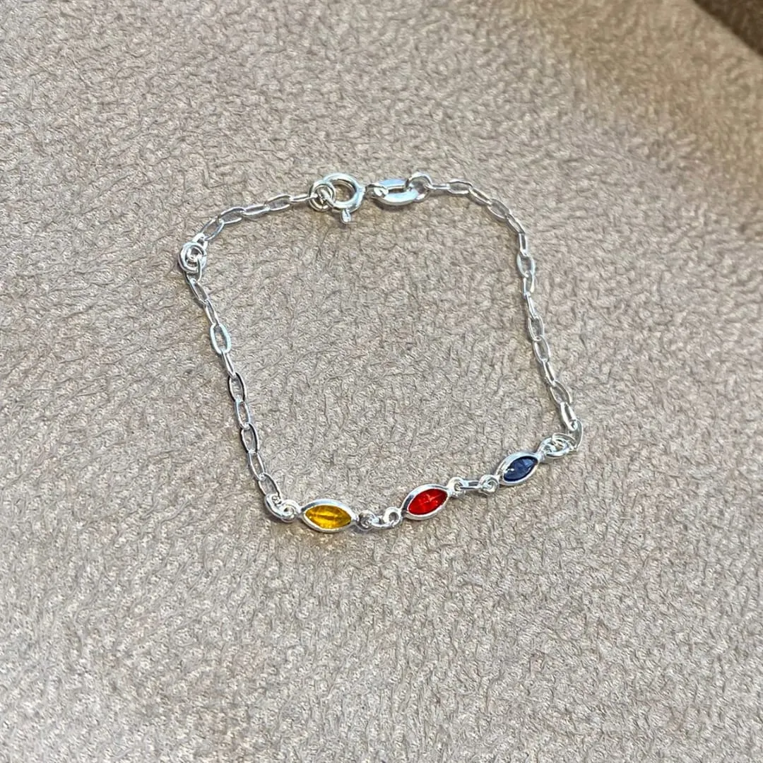 PULSEIRA PRATA INFANTIL ZIRCÔNIAS COLORIDAS