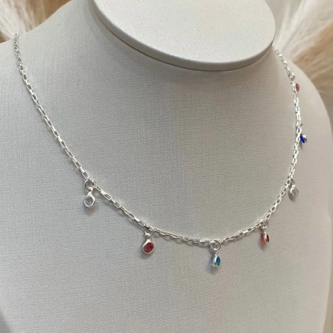 CHOKER PRATA CARTIER COM ZIRCONIAS COLORIDAS