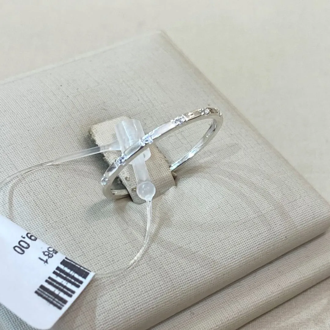 ANEL PRATA ZIRCÔNIAS MINIMALISTA LISO TAMANHO 16