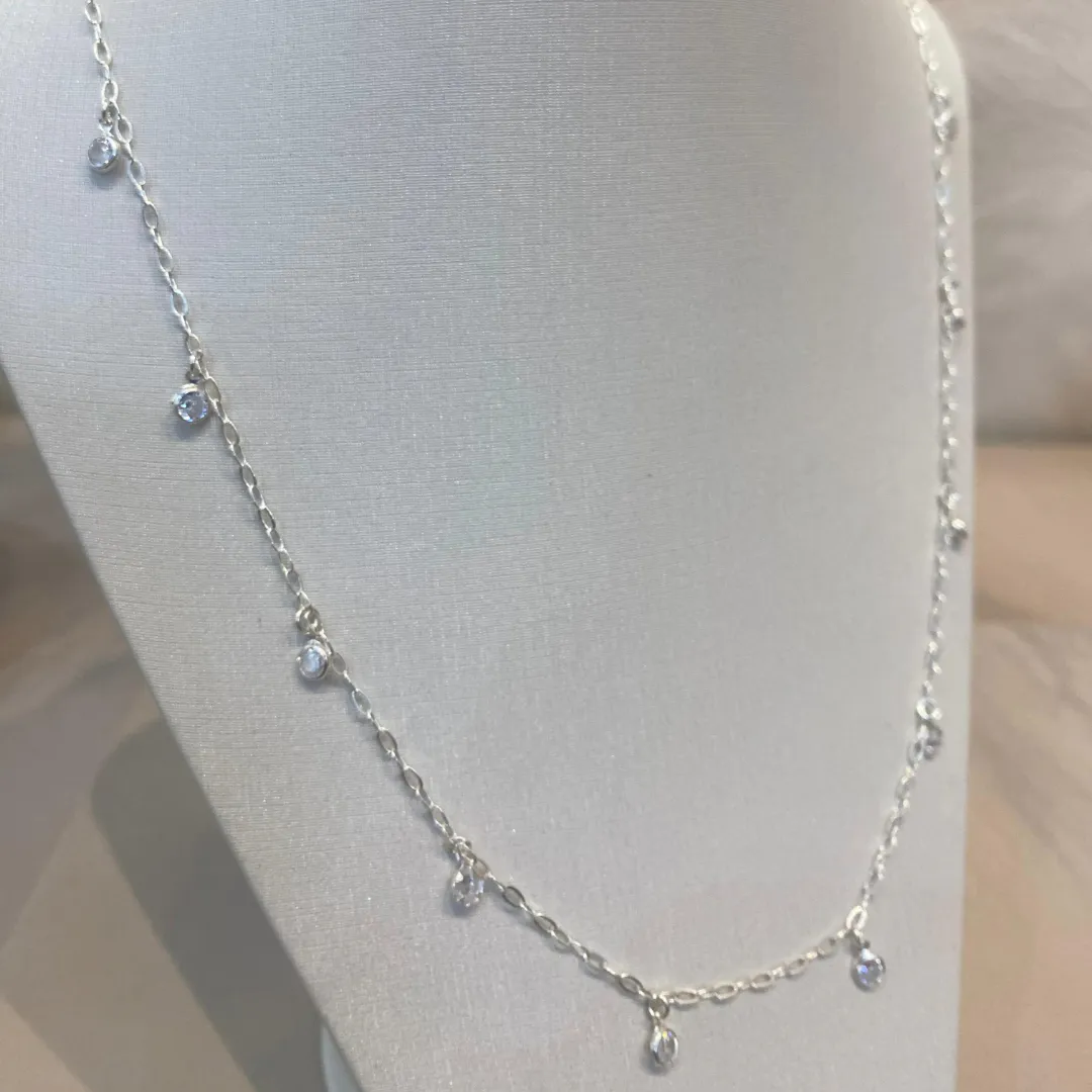 COLAR PRATA COM ZIRCÔNIAS LONGO 70CM