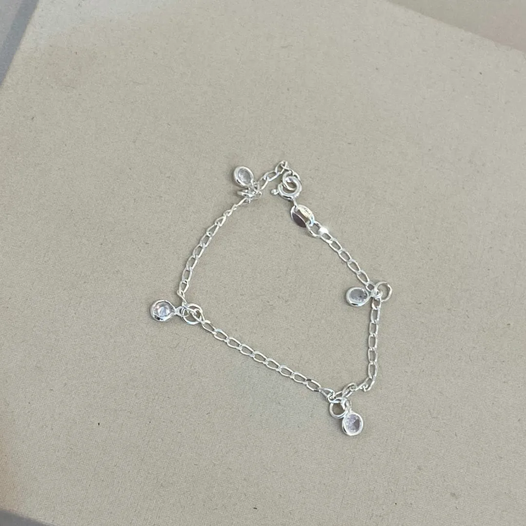 PULSEIRA PRATA INFANTIL ZIRCÔNIAS